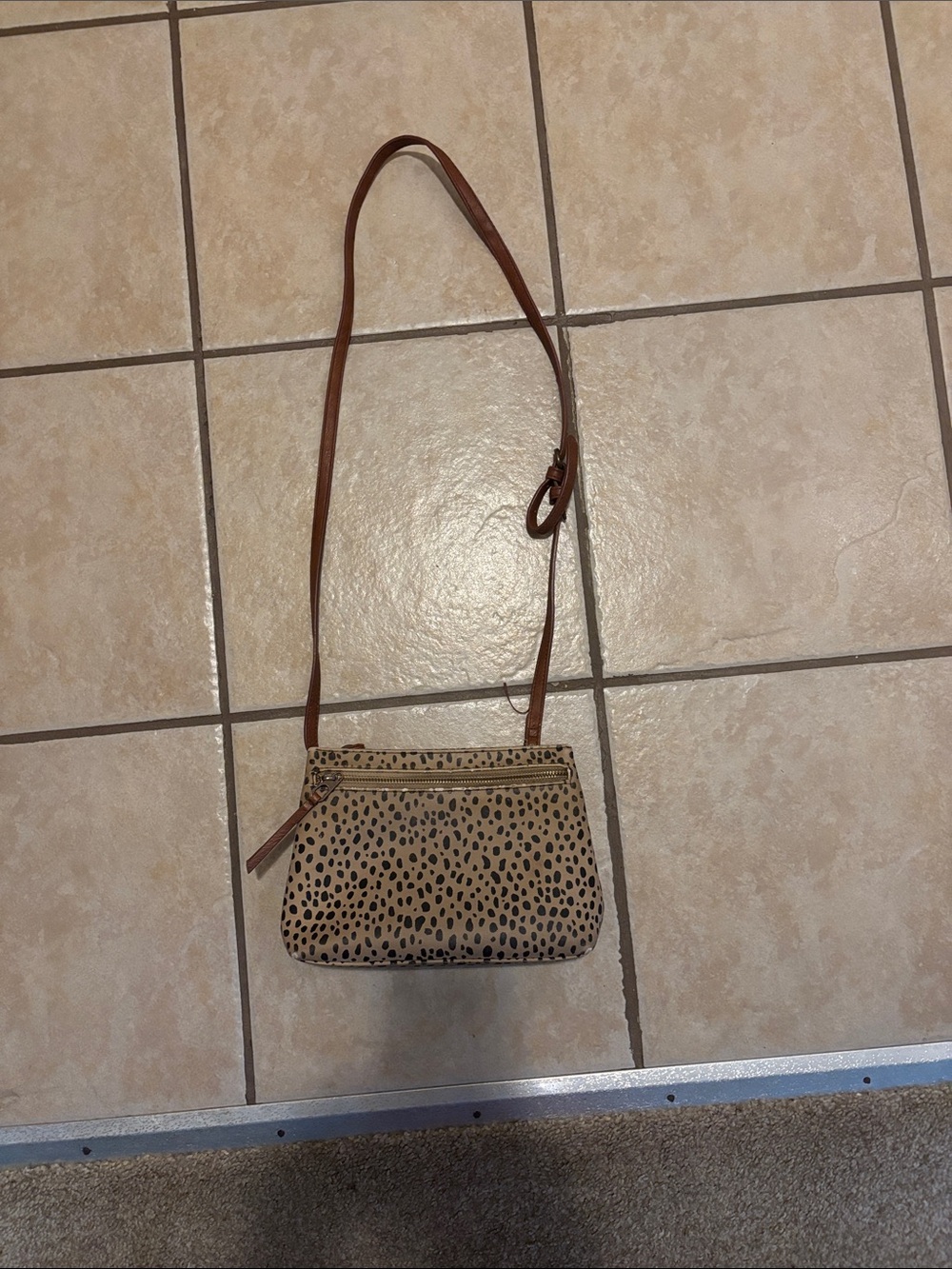 Universal Thread Leopard Print Crossbody with Brown Strap